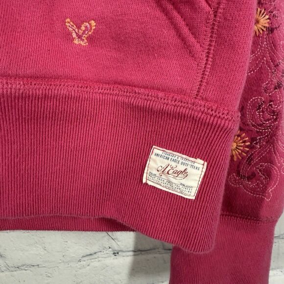 Vintage Y2K Athletic Hoodie Women XL Fuchsia Embroidered Floral Full Zip Jacket - Picture 7 of 16